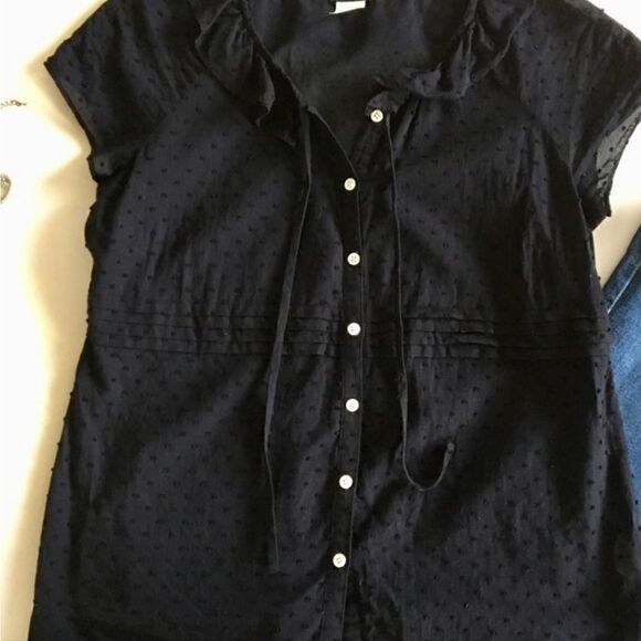 J CREW Swiss Dot Ruffle Cotton Shirt - Picture 11 of 14